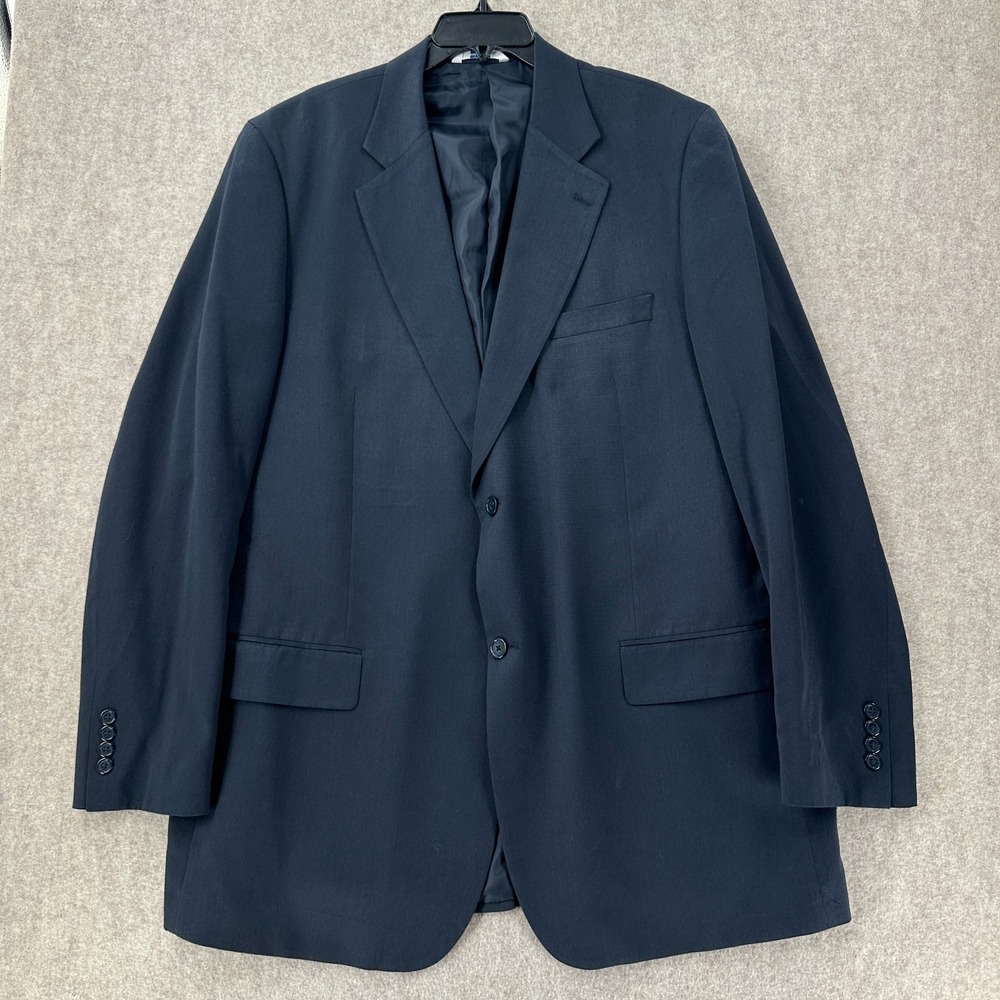 Men's sz‎ 46L 46 Big & Tall Kings Court  Navy Blue Suit Jacket Blazer Sport Coat